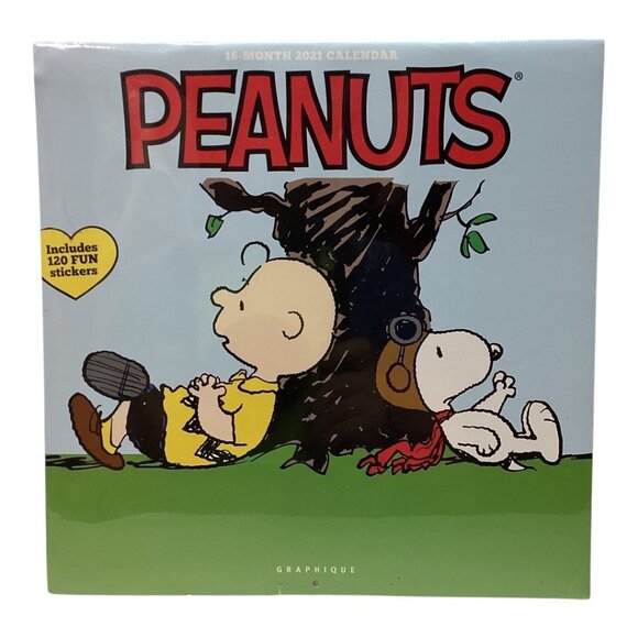 Peanuts 2021 16-Month Calendar & 120 Stickers Featuring Snoopy & Charlie Brown - Picture 1 of 6